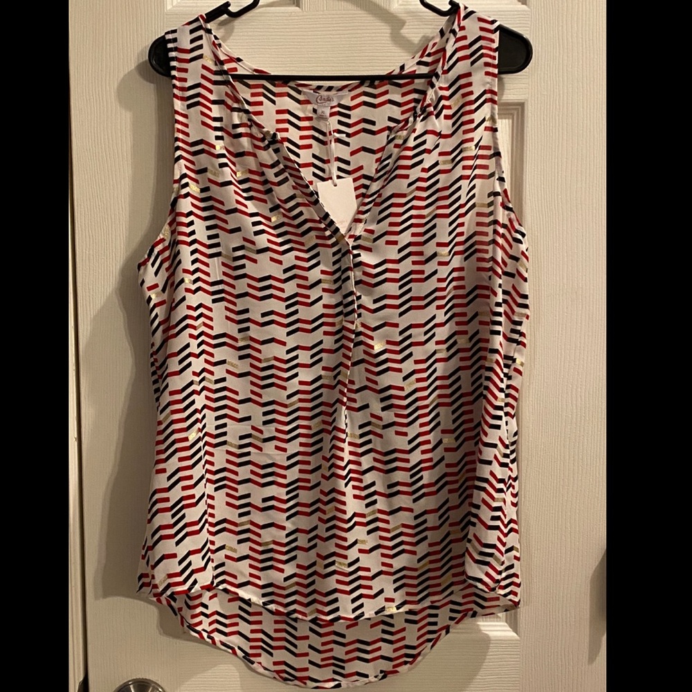 Red black and gold blouse